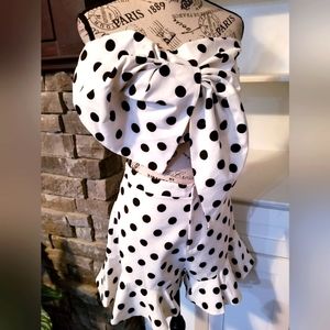 Two-piece short set, polka dot